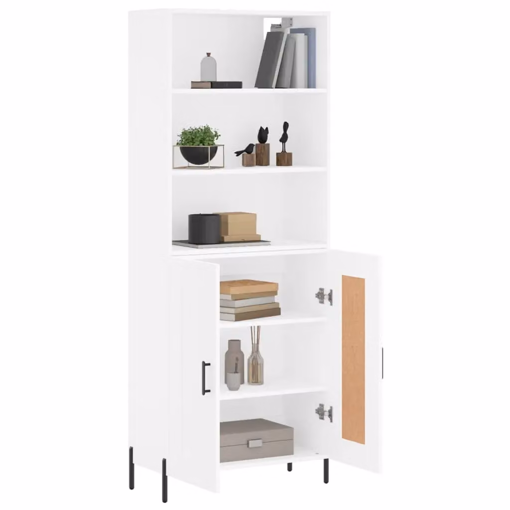 Berkfield Home Modern White Highboard with Hinged Doors and Internal Shelves, W/D/H: 69.5 x 34 x 180 cm – 2