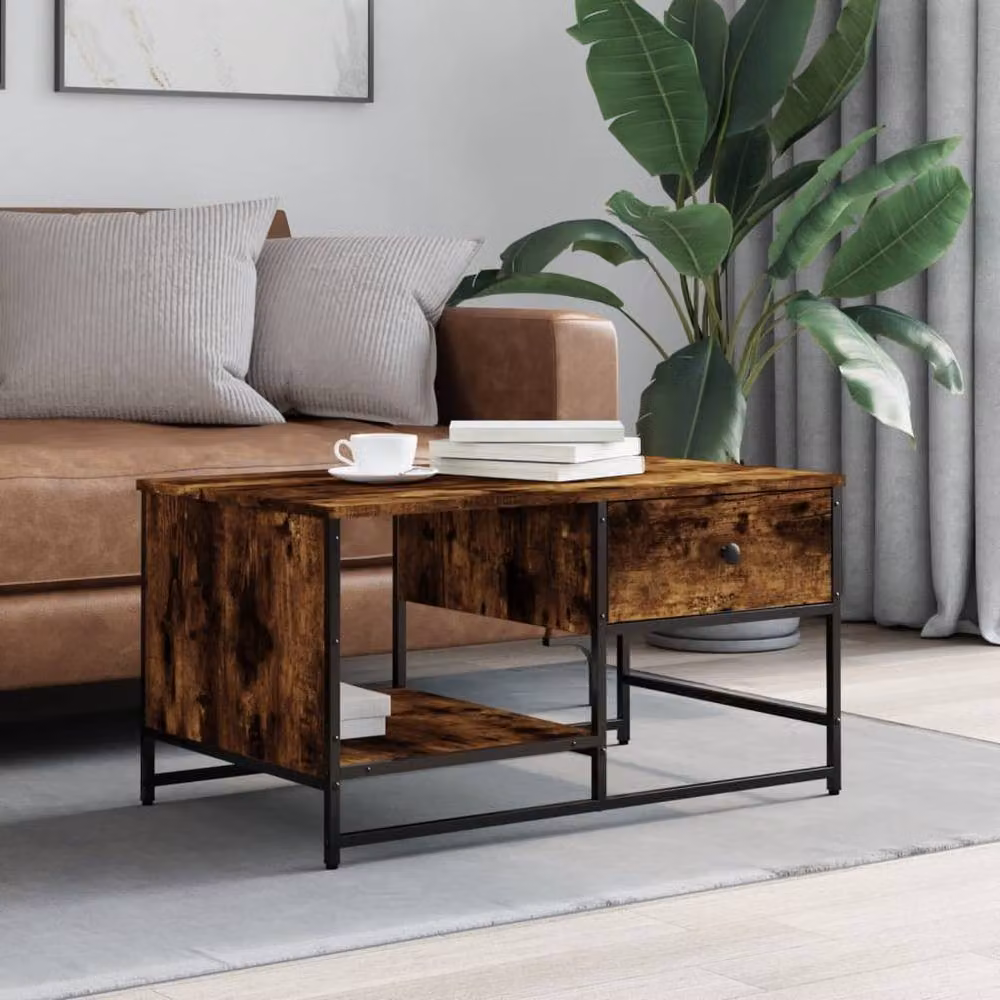 Berkfield Home Decorative Coffee Table in Smoked Oak Brown, W: 85.5 cm, D: 51 cm, H: 45 cm – 2