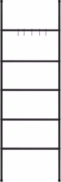 Berkfield Home 5-Tier Freestanding Metal Towel Rack Ladder in Black, W: 58 cm, H: 175 cm