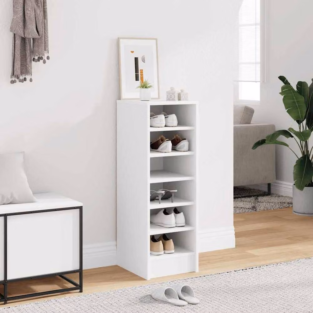 Berkfield Home White MDF Shoe Cabinet, W/D/H: 31.5 x 35.0 x 90.0 cm – 2