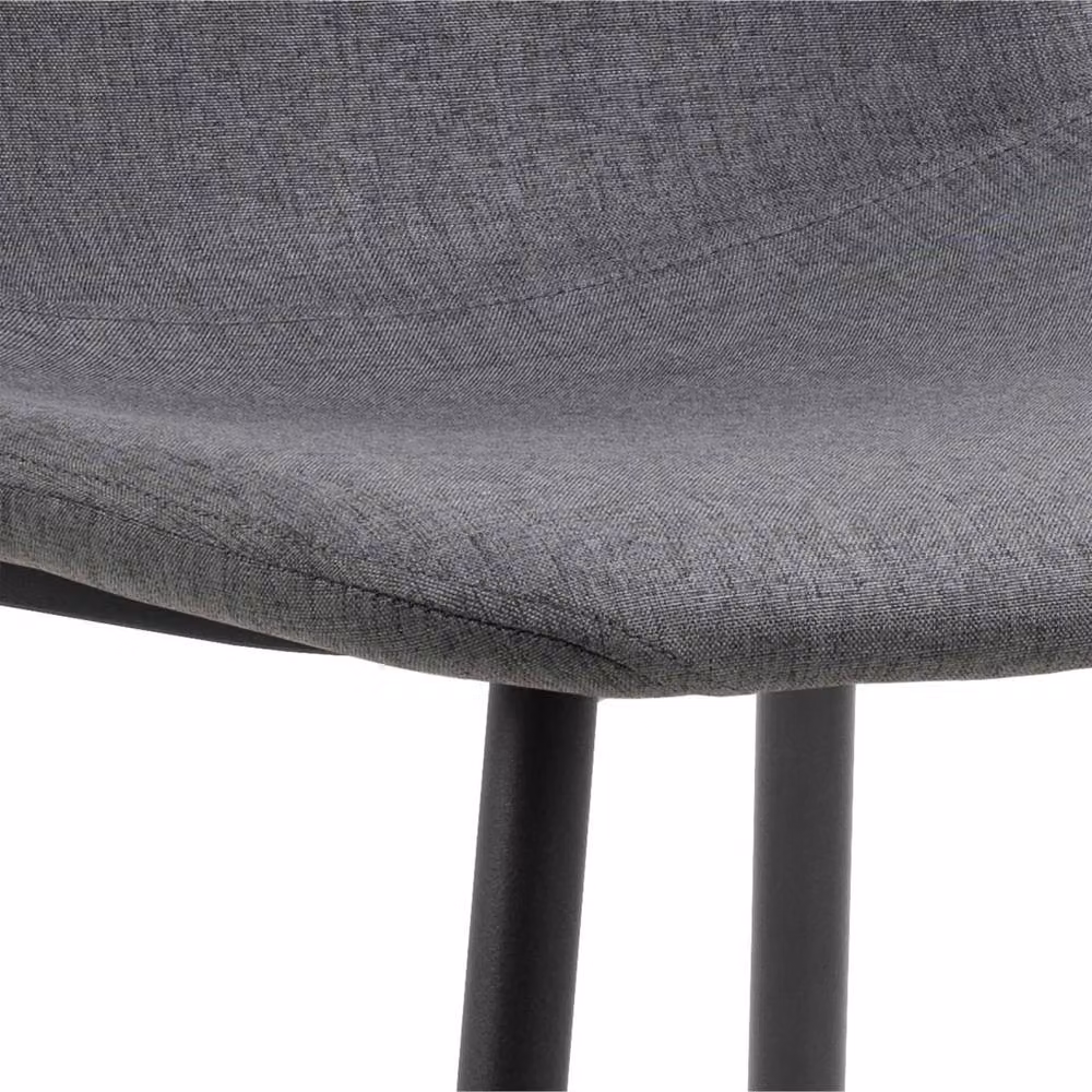 Wyld Haus Set of 4 Tipsyfern Upholstered Dining Chairs in Dark Grey with Matt Black Metal Legs – 4