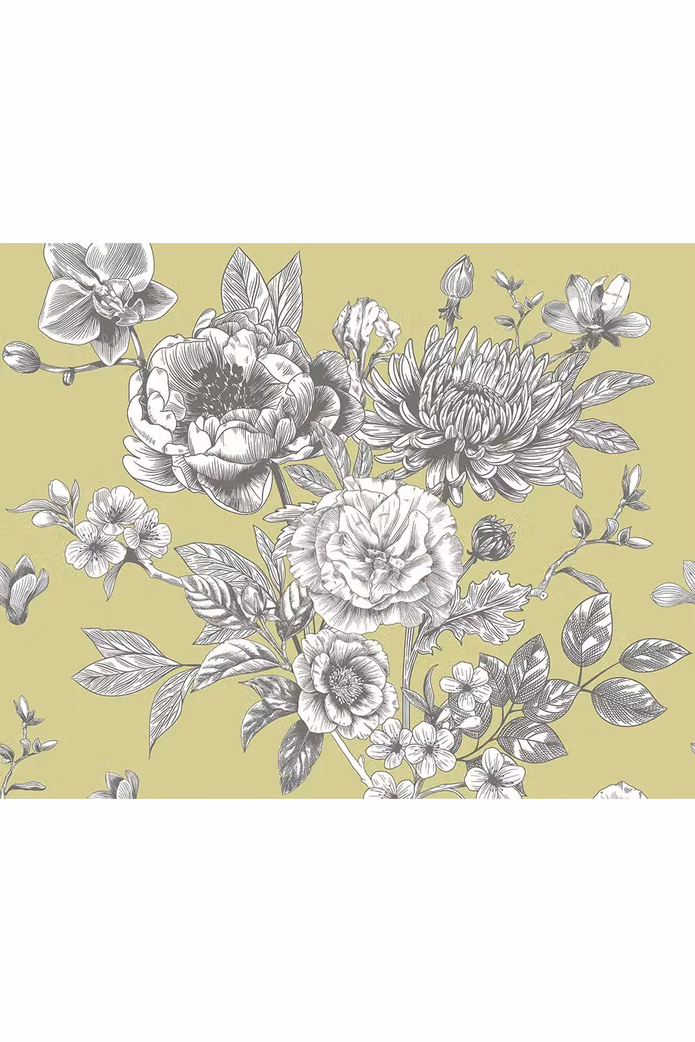 Origin Murals Large Rose Toile Floral Wall Mural in Light Green, W: 300 cm, H: 240 cm – 2