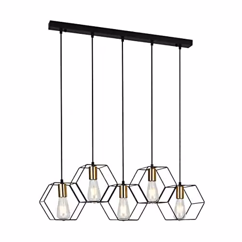 Netlighting Aina Modern 5 Light Bar Pendant Ceiling Light in Black with E27 Bulbs – 1