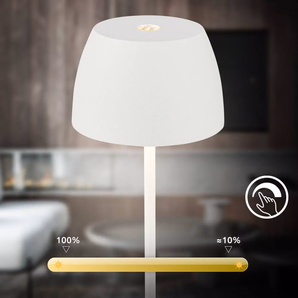 Briloner Pack of 2 Mini White LED Rechargeable Table Lamps with Dimmable Warm White Touch Control – 4