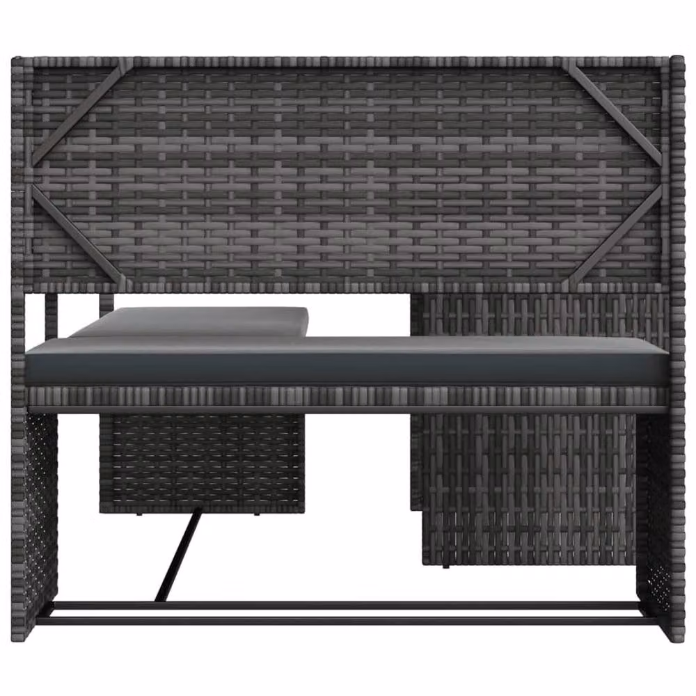 Berkfield Home L-Shaped Grey Poly Rattan Garden Sofa Set with Coffee Table and Upholstered Cushions – 4