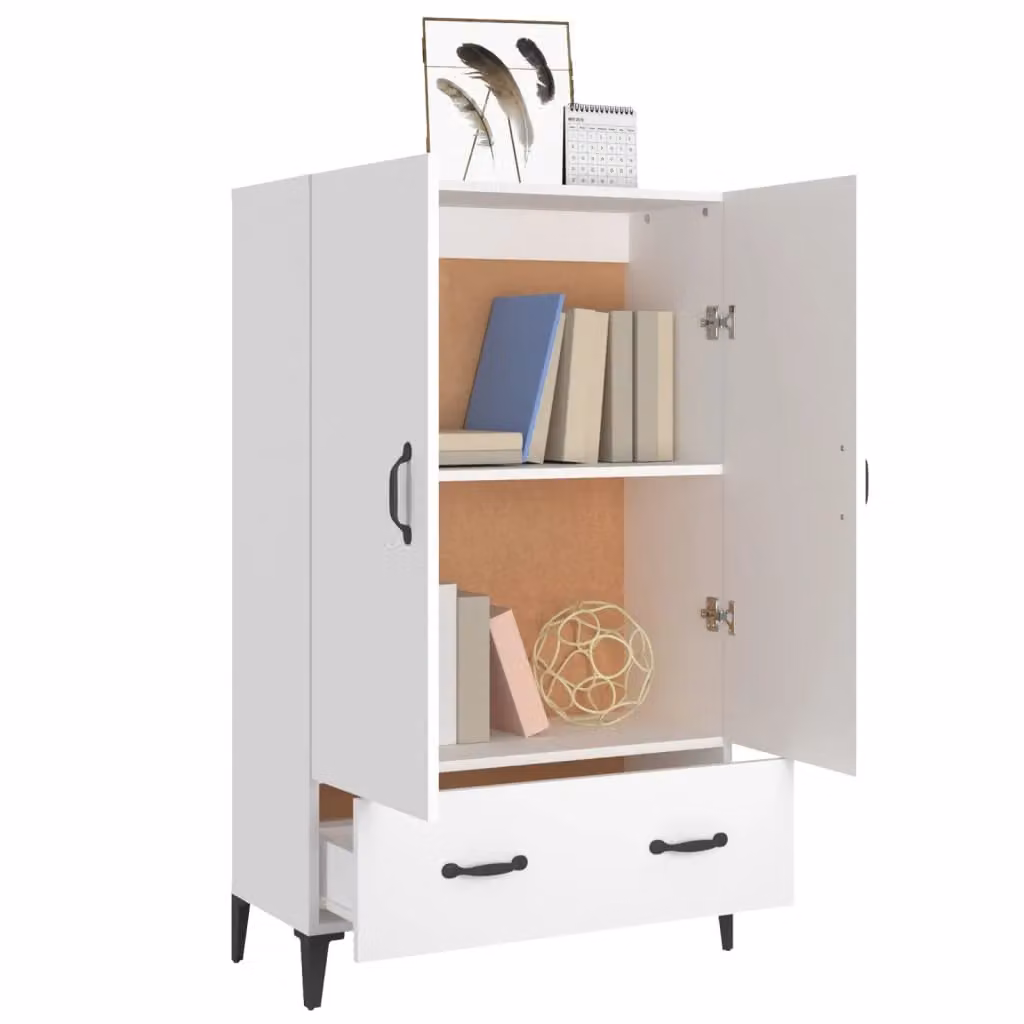 Berkfield Home Modern White Highboard with Internal Drawers and Shelves, W/D/H: 70 x 31 x 115 cm – 2