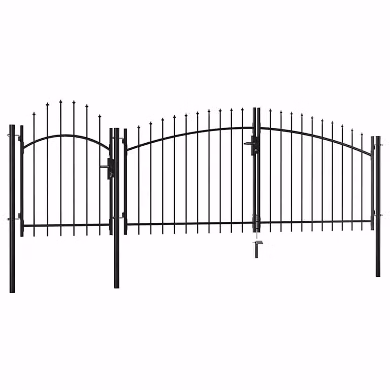 Berkfield Home Elegant Steel Swing Garden Gate, Black, W: 400 cm, H: 225 cm