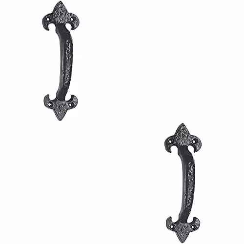 Loops 2 Pack Traditional Forged Iron Pull Handles in Black Antique, W: 18.0 cm, H: 5.2 cm, D: 5.2 cm