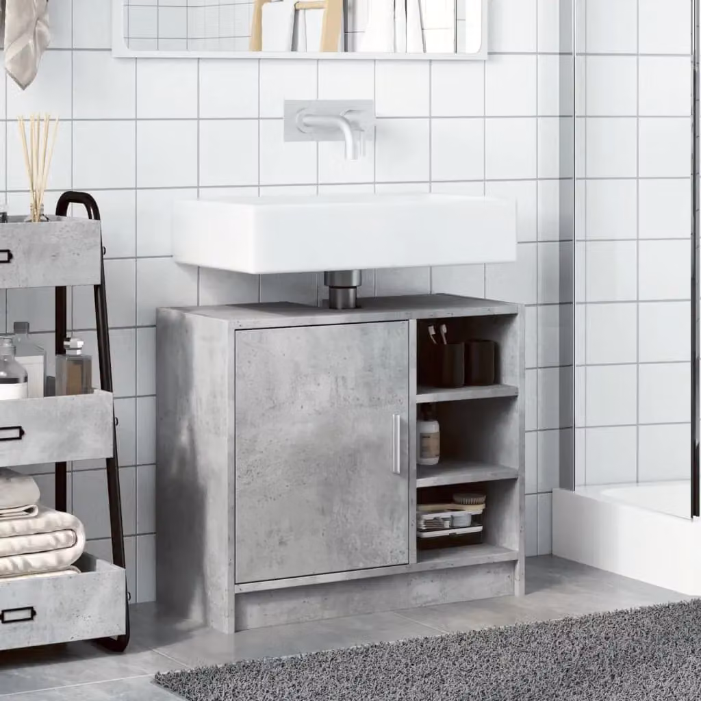 Berkfield Home Sink Cabinet in Concrete Grey, W/D/H: 63 x 29 x 55 cm – 2