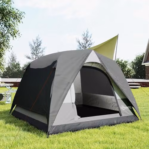 Outsunny 3-4 Person Easy Set Up Dome Camping Tent in Dark Grey – 7