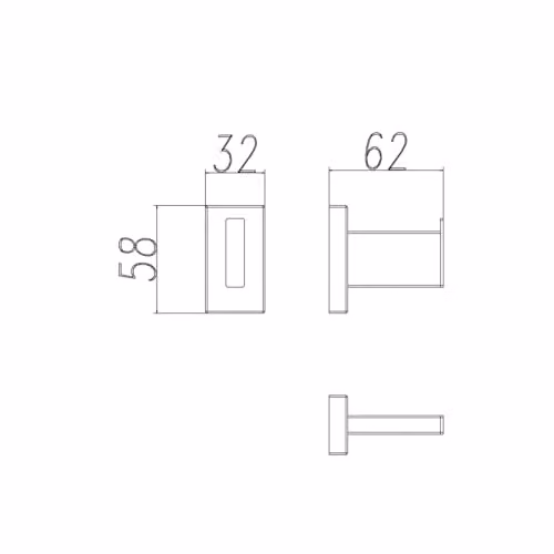 Nes Home Modern Brass Square Wall Mounted Robe Hook in Chrome Silver