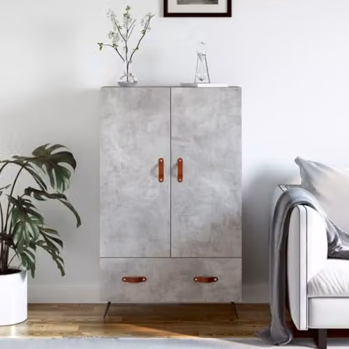 vidaXL Modern Highboard in Concrete Grey with Hinged Doors and Drawers, W/D/H: 69.5 x 31 x 115 cm – 2