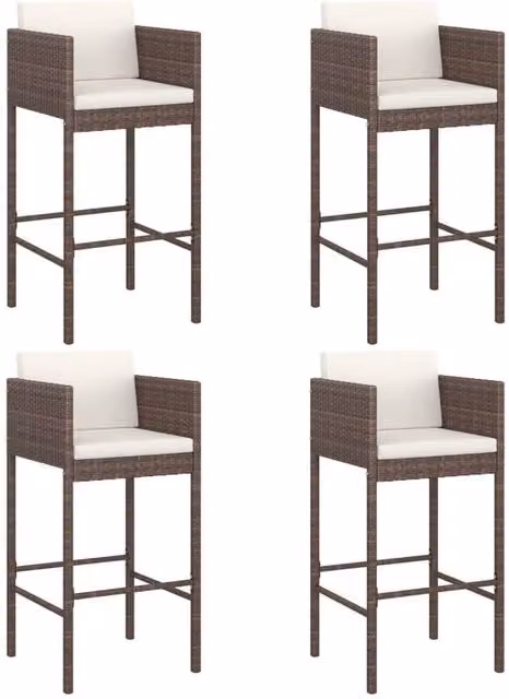 Berkfield Home Beautiful 5 Piece Brown Poly Rattan Garden Bar Set with Cushions