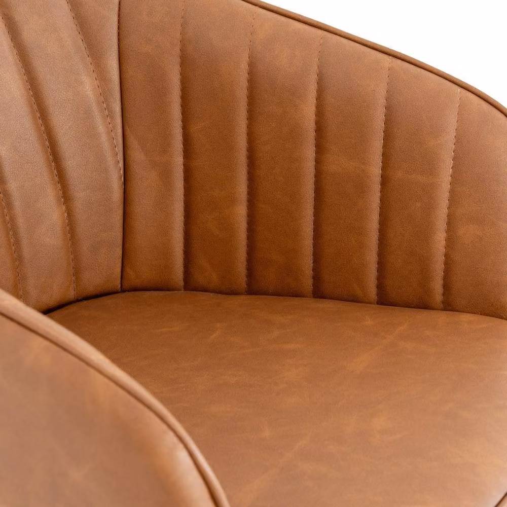 Lemon Pavilion Furniture and Decor Uppsala Tan Indoor Dining Chair in Brown with Metal Frame and Synthetic Leather, W54 x D54 x H81 cm – 2