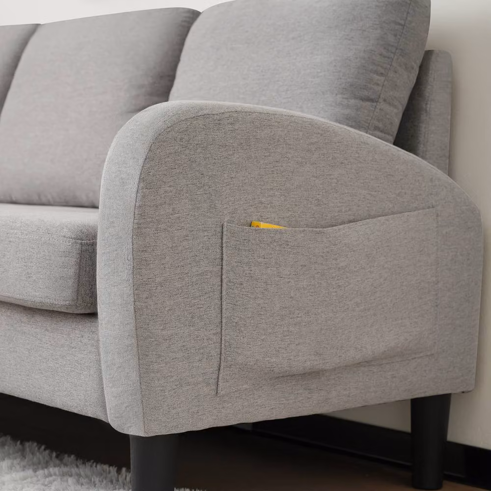 BTM L-Shaped 3-Seater Reversible Corner Sofa in Grey Fabric with Sleeping Function and Scatter Cushions – 2