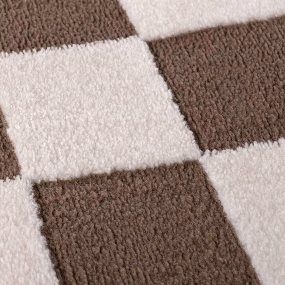 THE RUGS Loft Checkered Soft Pile Area Rug in Taupe, W: 80 cm, L: 150 cm – 3