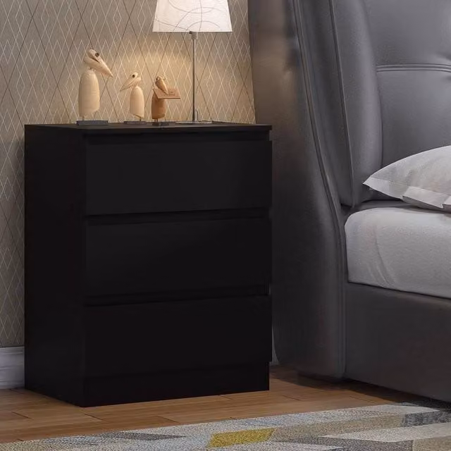 SPETLEK 3 Drawer Chest of Drawers in Matt Black