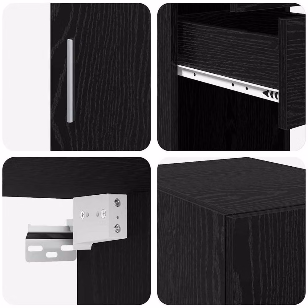 Berkfield Home Slim Storage Cabinet in Black Oak, W: 30 cm, D: 42.5 cm, H: 225 cm – 4
