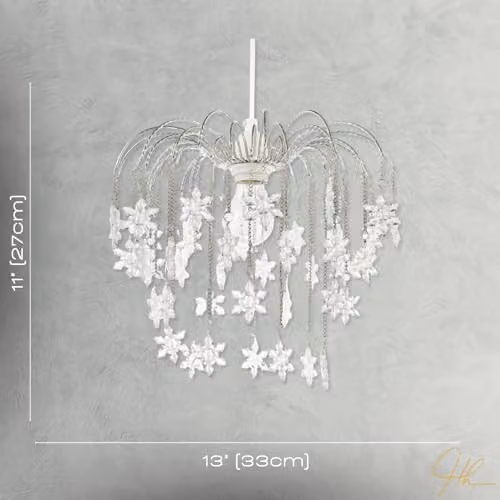 Happy Homewares Modern Waterfall Ceiling Pendant Light Shade with Star Shaped Acrylic Icicles in Chrome Silver, W: 27 cm, H: 33 cm – 3
