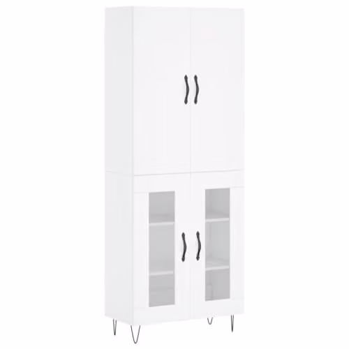 vidaXL Modern White Highboard with Hinged Doors and Internal Shelves, W/D/H: 69.5 x 34.0 x 180.0 cm