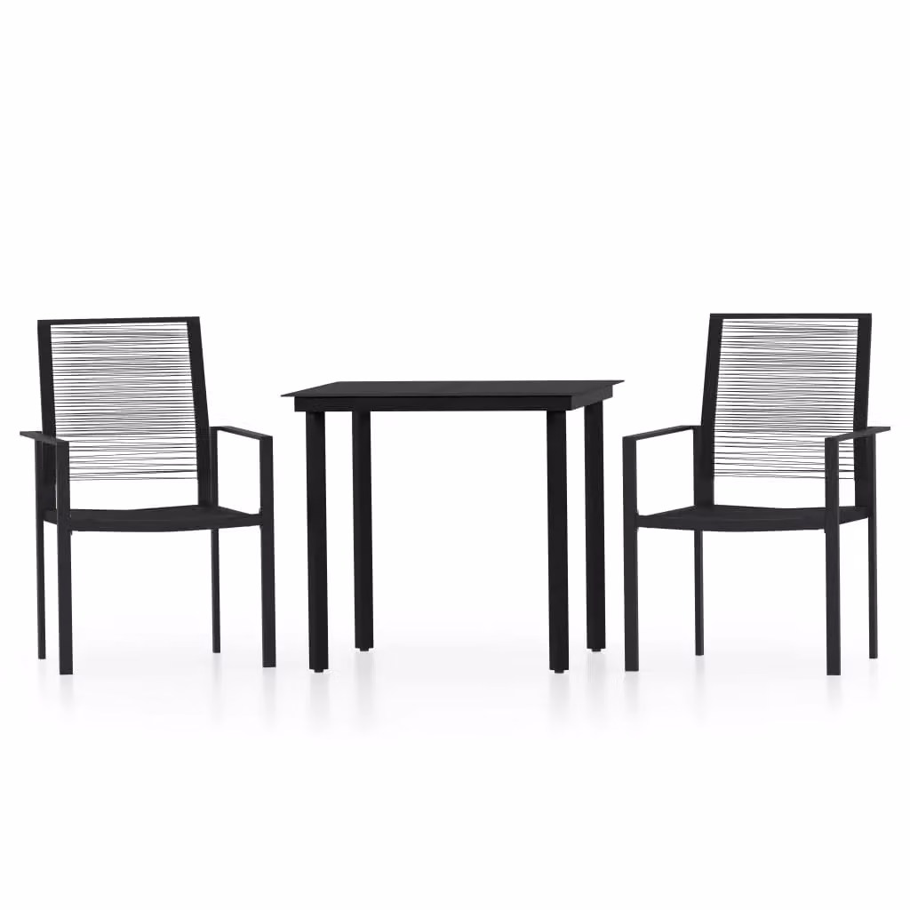 Berkfield Home 3 Piece Modern Garden Dining Set in Black – 2