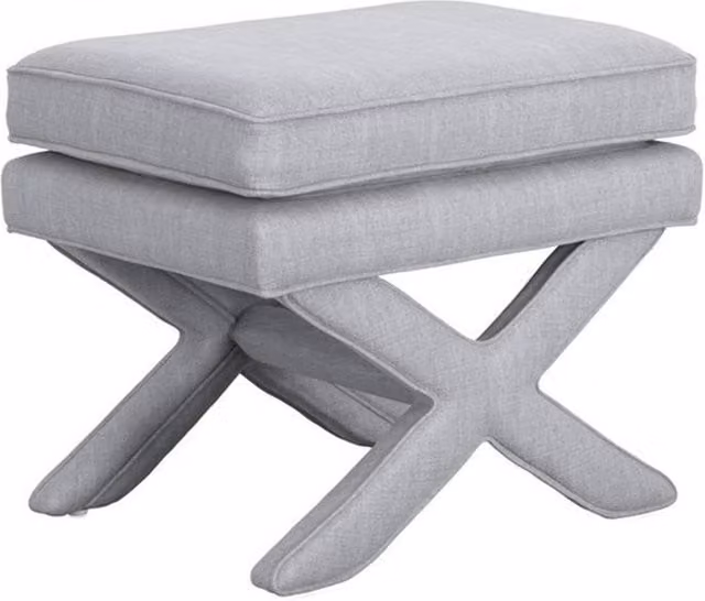 Lemon Pavilion Furniture Rhode Stool in Light Grey Linen Blend, W: 61 cm, D: 45 cm, H: 49.5 cm – 1
