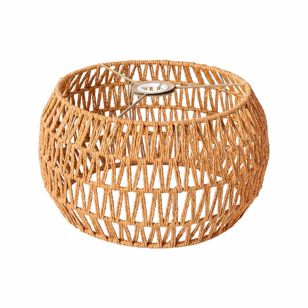 Emitto Boho Paper Rope Lamp Shade with Metal Frame in Yellow – 2