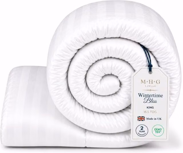 MHG Living White King Size 16.5 Tog Winter Microfibre Hollow Fibre Box Stitch Duvet