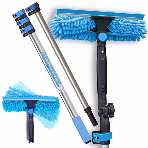 IGADPole Professional Telescopic Window Cleaning Kit in Blue with 2m Extension Pole and 25cm Single Pivot Squeegee