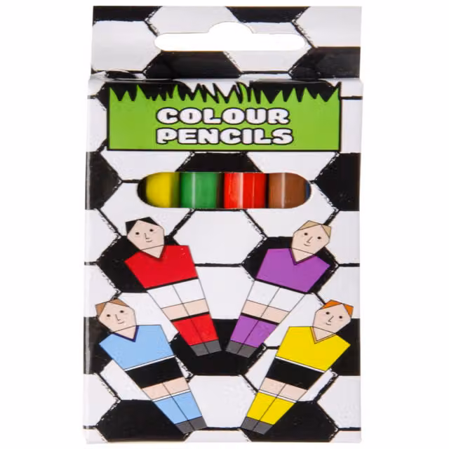LG-Imports 12 Pack of Football Design Multicolour Wax Coloured Pencils, Length: 9 cm