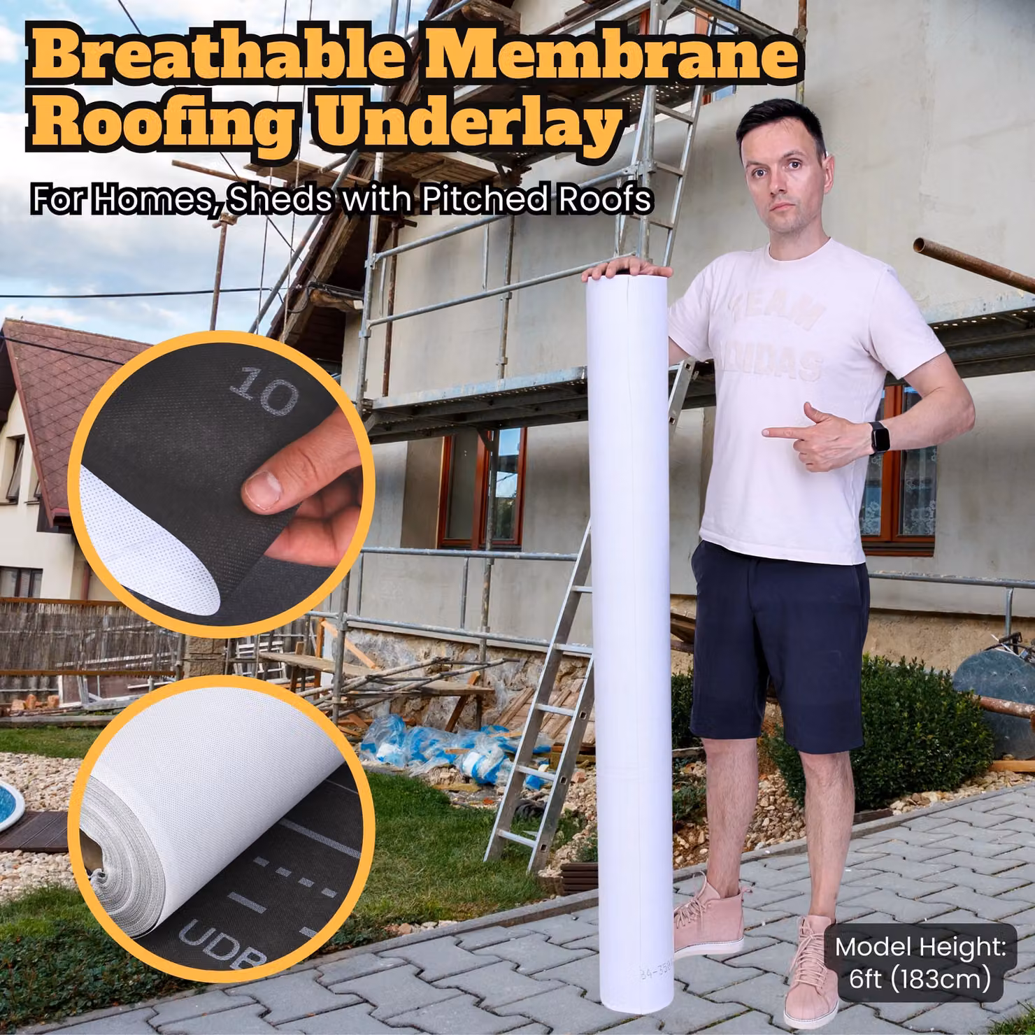 Novecrafto Breathable Membrane Roofing Underlay, 150 GSM, Black, W/D/H: 1.5 x 50 m – 3