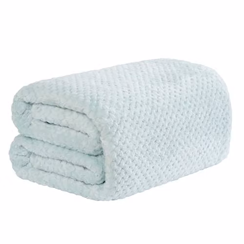 Dreamscene Waffle Honeycomb Mink Throw Blanket in Duck Egg Blue, W/D/H: 150 x 200 cm