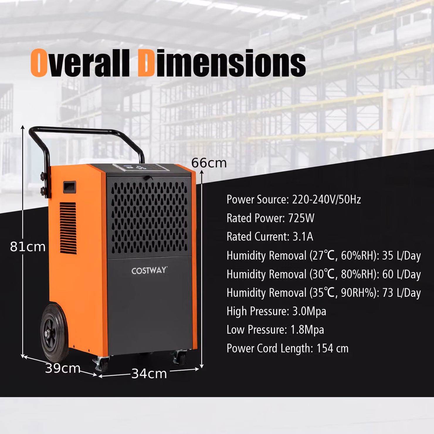 Costway Commercial Industrial Dehumidifier, Orange – 2