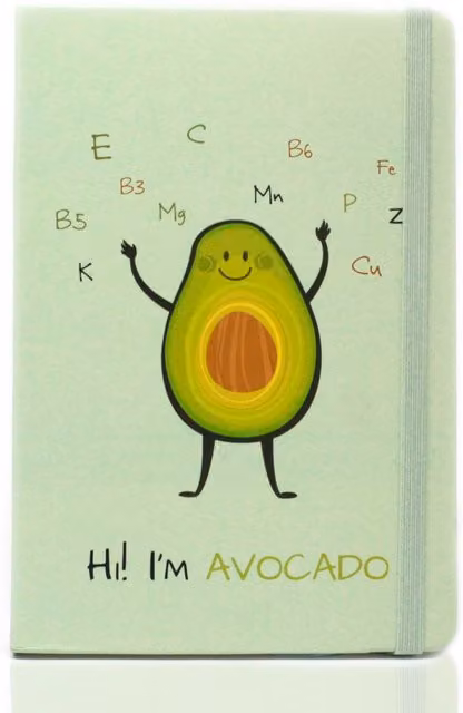 KDMK A5 Lined Notebook with Bookmark and Elastic Closure, Crazy Avocado Multicolour Design