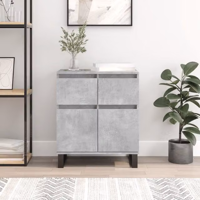 Berkfield Home Industrial Sideboard in Concrete Grey, W/D/H: 60 x 35 x 70 cm
