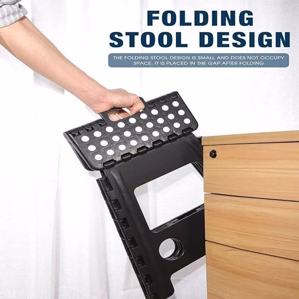 NESTLUNE Large Folding Plastic Anti Slip Step Stool in Black – 5