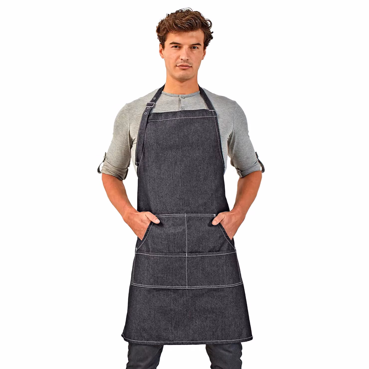 Premier Adult Jeans Stitch Bib Apron in Black – 2