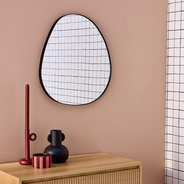Sweekeek Modern Black Metal Wall Mirror