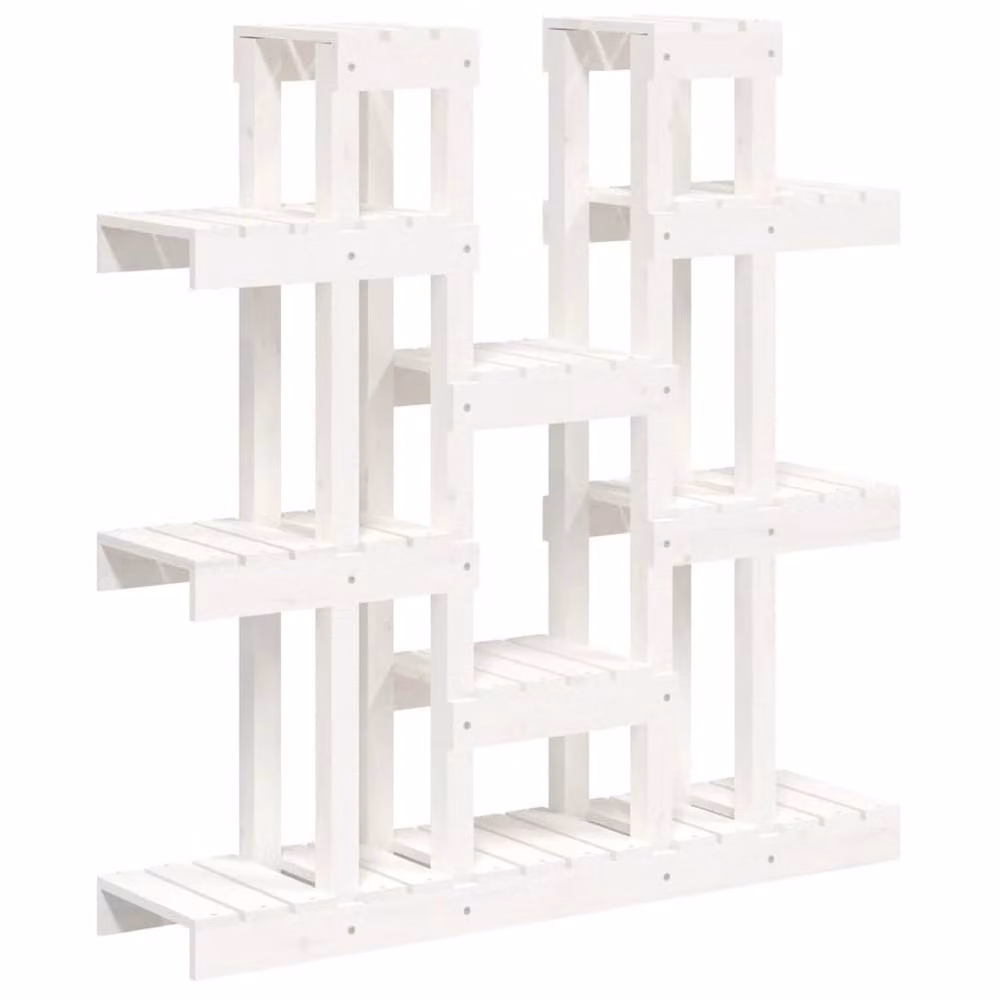 Berkfield Home White Solid Pine Wood Plant Stand W/D/H: 104.5 x 25 x 109.5 cm – 2