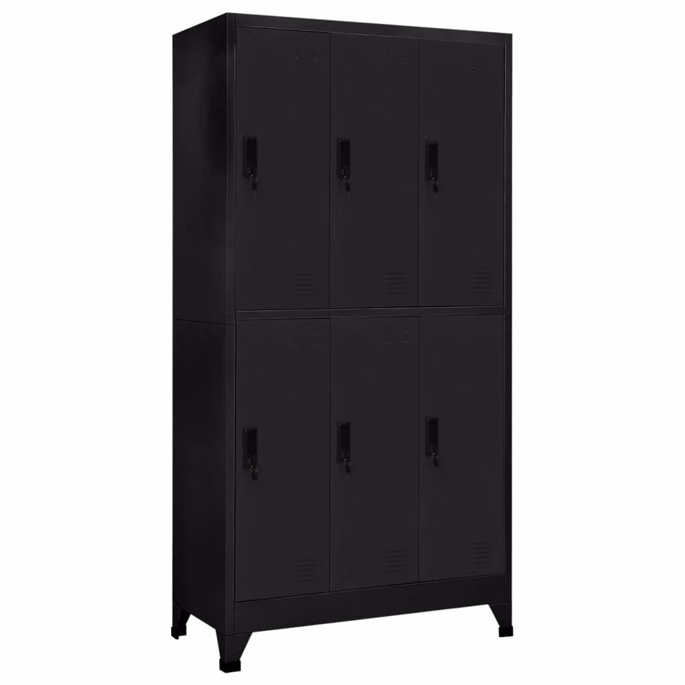 Berkfield Home Black Steel Locker Cabinet with Hinged Doors and Lock, W/D/H: 90 x 45 x 180 cm – 2