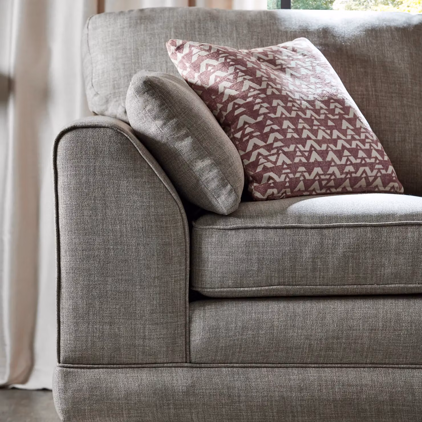 Furnishings For Less UK Hilliard Fullback 3 Seater Fabric Sofa in Beige or Grey – 2