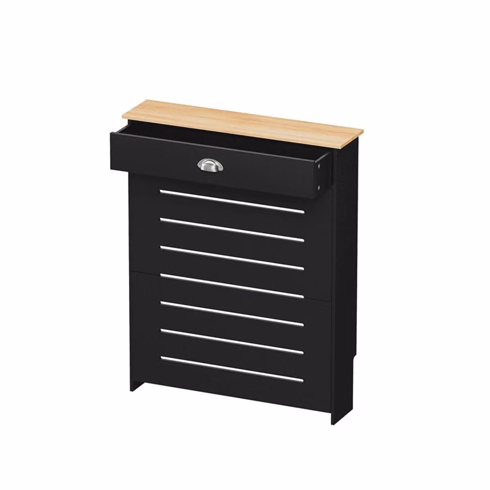 FORGEVIO Radiator Cover Grill Shelf with 1 Drawer in Black Matt MDF – 2