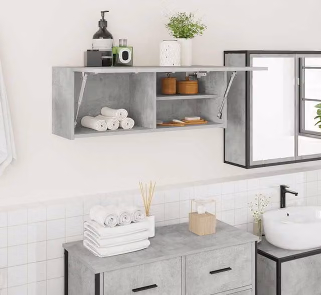 Berkfield Home Wall Mounted Bathroom Cabinet in Concrete Grey, W/D/H: 80 x 25 x 30 cm – 1