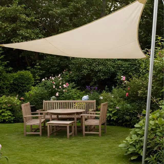 Kookaburra Sail Shades Ivory Right Angle Triangle Pro Waterproof Polyester Shade Sail with UPF 50 Protection, W: 6 m, D: 4.2 m