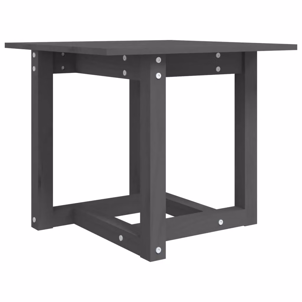 Berkfield Home Grey Rustic Solid Pine Square Coffee Table W/D/H: 50 x 50 x 45 cm – 2