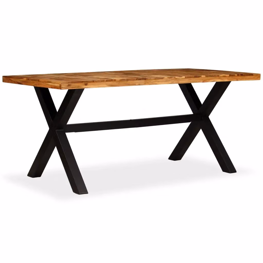 Berkfield Home Solid Acacia and Mango Wood Dining Table in Brown, W/D/H: 180 x 90 x 76 cm – 2