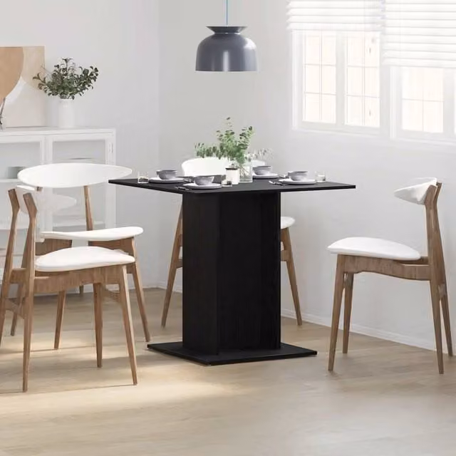Berkfield Home Black Oak Square Dining Table, W/D/H: 80 x 80 x 75 cm