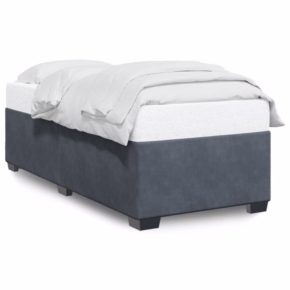 Berkfield Home Soft Upholstered Velvet Bed Frame in Dark Grey, W/D/H: 90 x 190 cm – 3