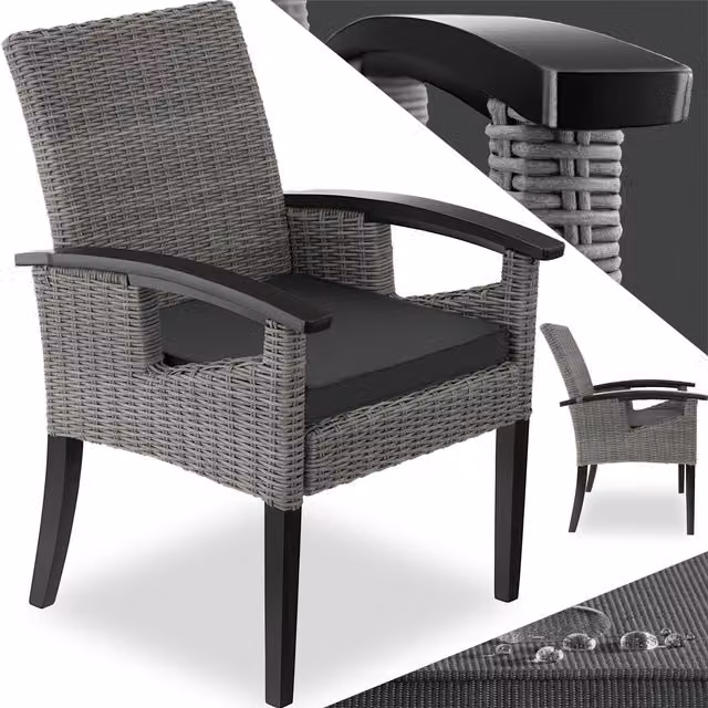 tectake Rosarno Modern Grey Rattan Garden Chair