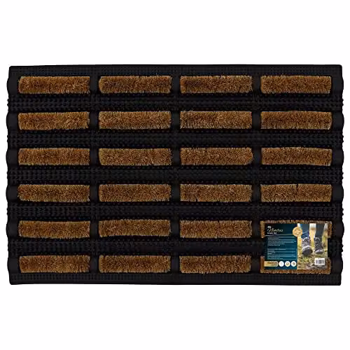 JVL Nimbus Tuffscrape Rubber and Coir Doormat, Brown, W: 40 cm, D: 60 cm